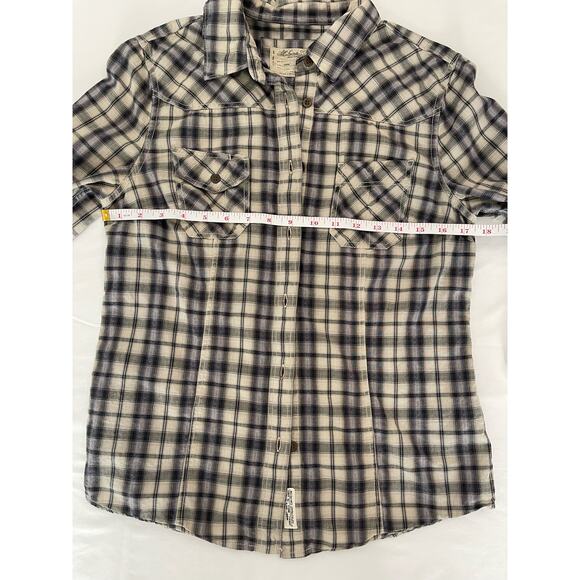 Allsaints Spitalfields Parson Button Down Plaid Women Shirt Size 8 Western Rodeo - Picture 11 of 13